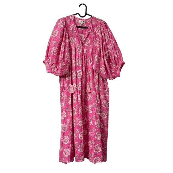 Mille Resort and Travel Pink Floral Saffron Midi Dress Tuckernuck Womens Small - Picture 2 of 8